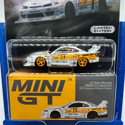Mini GT Chase #618 - White Liberty Walk LB Super Silhouette Nissan S15 Silvia #23