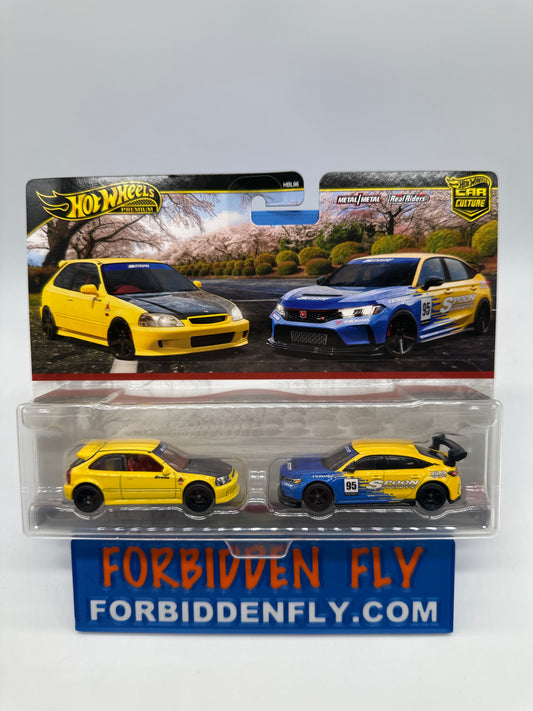 Hot Wheels Car Culture - Target Exclusive Premium 2 Pack - ‘99 Honda Civic Type R (EK9) & Honda Civic Type R