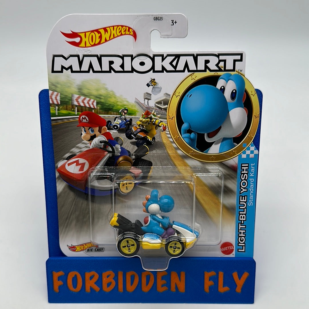 Hot Wheels Mario Kart - Character Kart - Light Blue Yoshi and Standard Kart