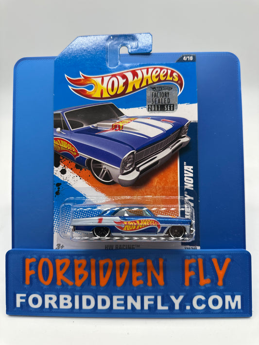 Hot Wheels 2011 Factory Sticker - ‘66 Chevy Nova - Blue