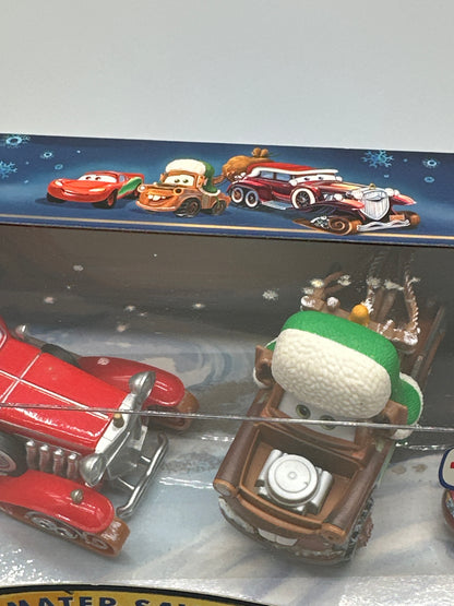 Disney Pixar Cars Movie - Mater Saves Christmas (Three) 3 Pack - Santa Car, Whee-Hoo Winter Mater And Holiday Hotshot Lightning McQueen