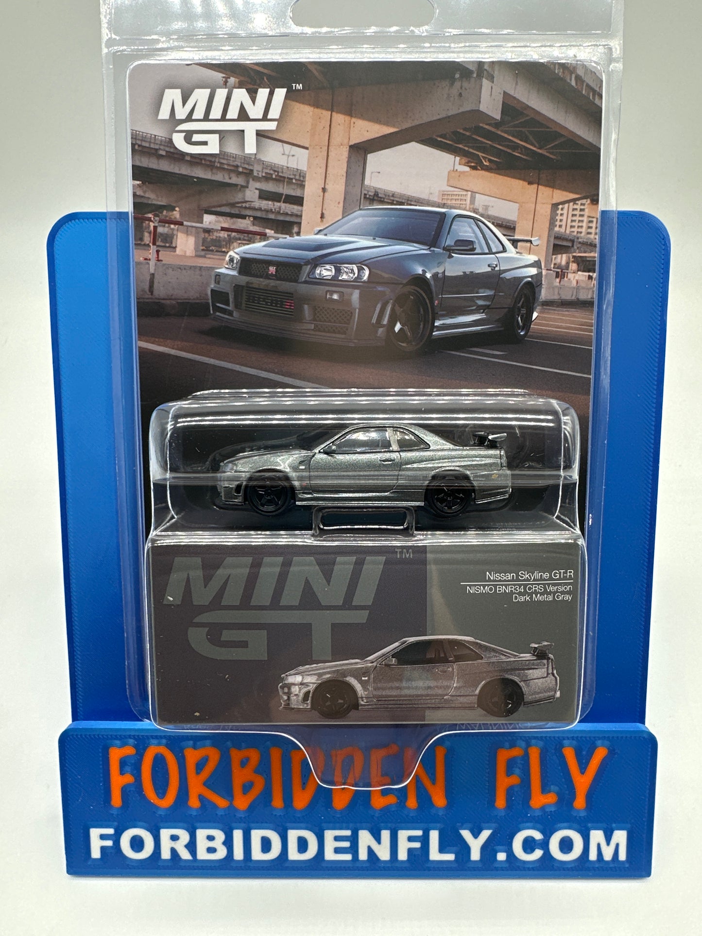 Mini GT Regular Release #1160 - Dark Metal Gray Nissan Skyline GT-R (NISMO BNR34 CRS Version)