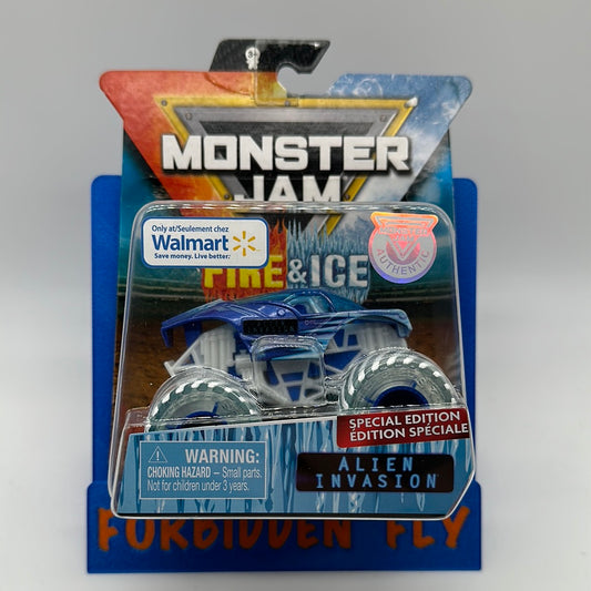 Spinmaster Monster Jam Monster Trucks - Walmart Exclusive Fire & Ice Series - Ice Alien Invasion