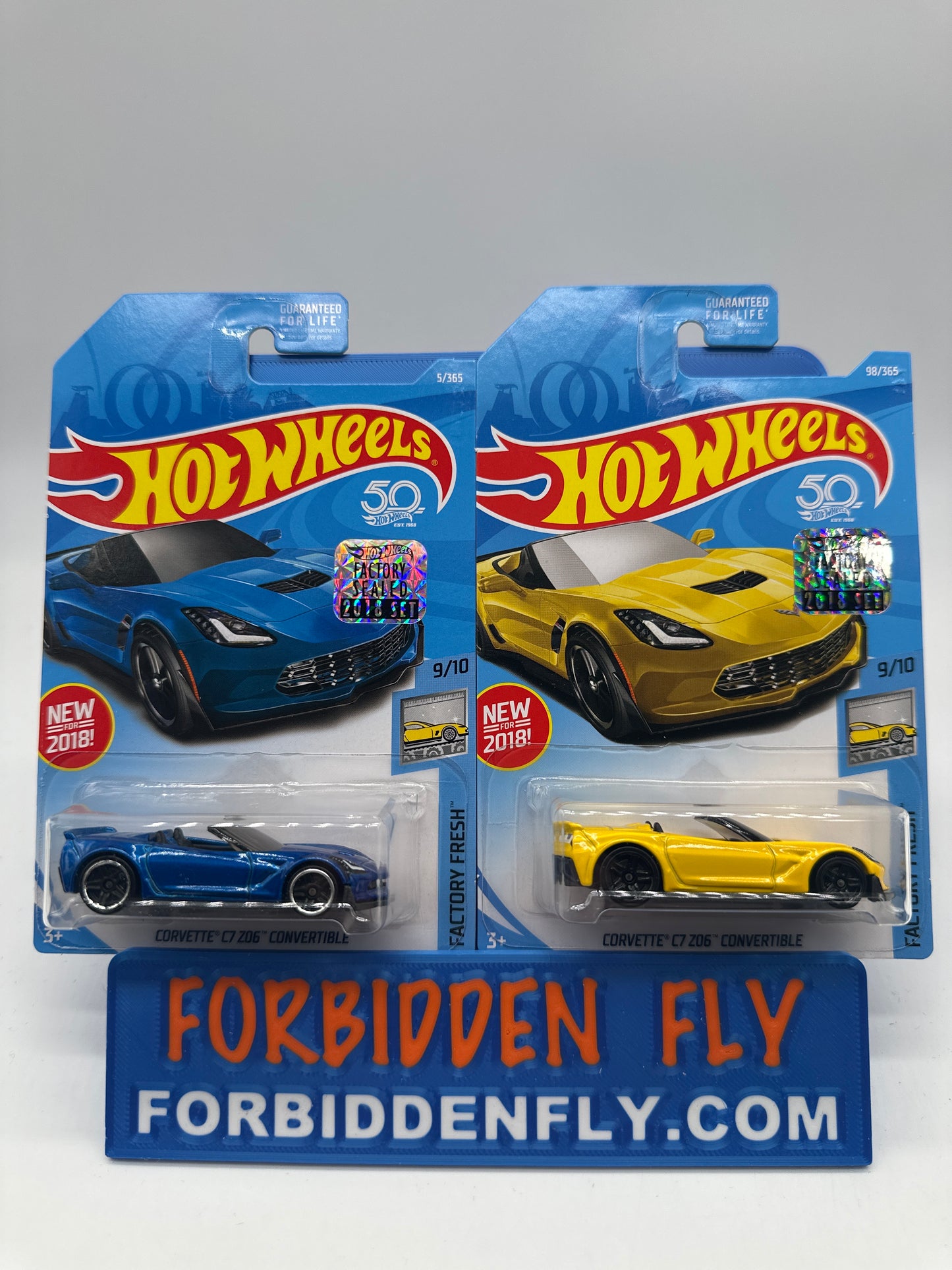 Hot Wheels Mainline - Factory Stickered 2018 - Corvette C7 Z06 Convertible - Lot Of 2