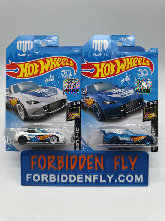 Hot Wheels Mainline - Factory Stickered 2018 - ‘15 Mazda MX-5 Miata - Lot Of 2