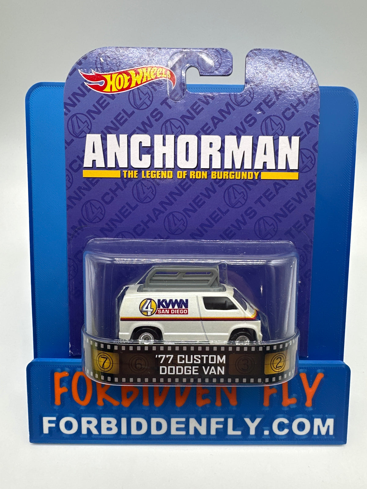 Hot Wheels 2014 Retro Entertainment Premium Single - Anchorman The Legend Of Ron Burgundy - ‘77 Custom Dodge Van (Movie Reel Packaging)
