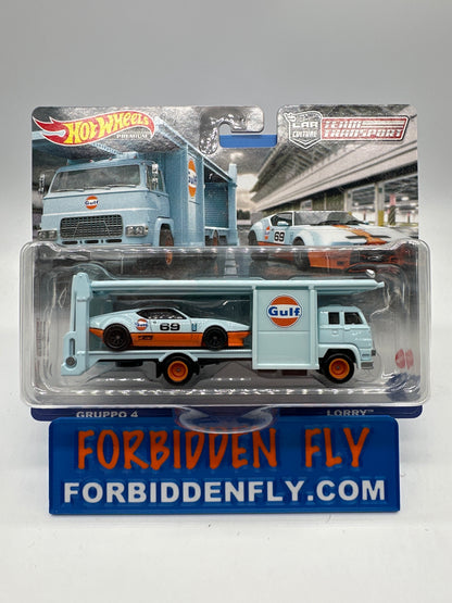 Hot Wheels Car Culture Team Transport - #57 - Gulf De Tomasso Pantera Gruppo 4 & Second Story Lorry