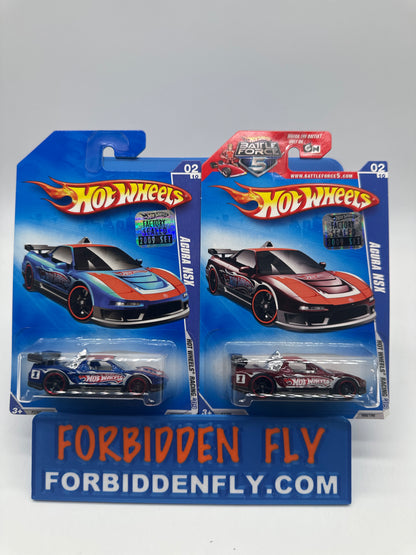 Hot Wheels Mainline - 2009 Factory Stickered - Hot Wheels Racing Series - Acura NSX - Lot Of 2