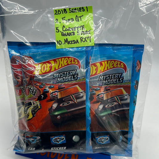 Hot Wheels 2018 Mystery Models Baggie - Series 1 Chase set of 3 (#2, #5, #10) - Ford GT, Corvette Grand Sport, Mazda RX7