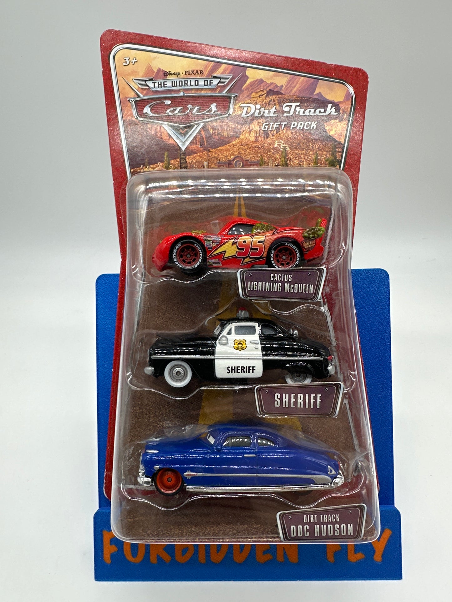 Disney Pixar Cars Movie - World of Cars Series - Dirt Track Gift Pack (Cactus Lightning McQueen, Sheriff, Dirt Track Doc Hudson 3 Pack)