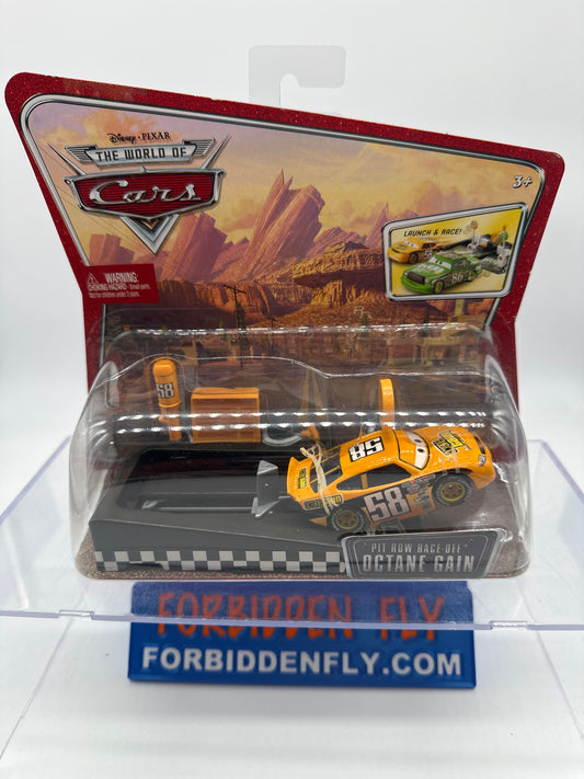 Disney Pixar Cars Movie - World of Cars Launcher and Vehicle Set - Pit Row Race Off Octane Gain #58
