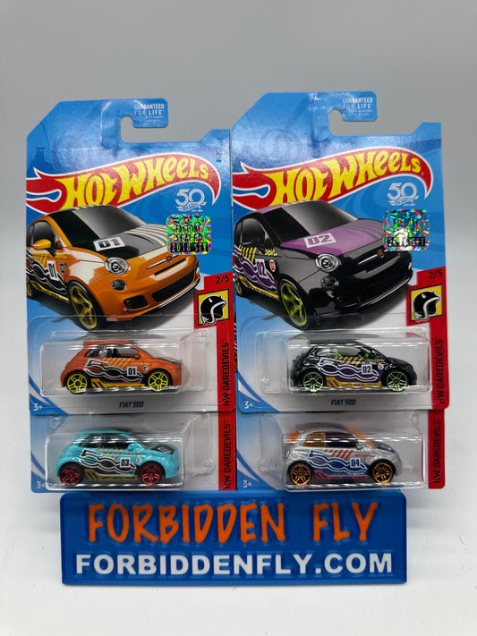 Hot Wheels Mainline - Factory Stickered 2018 - Daredevils Fiat 500 - Lot Of 4