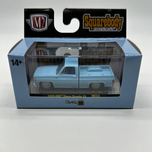 M2 Machines - Acrylic Boxed Release WMTS18 - Squarebody Syndicate Series 3 - 1978 GMC Sierra Grande 15 - Blue