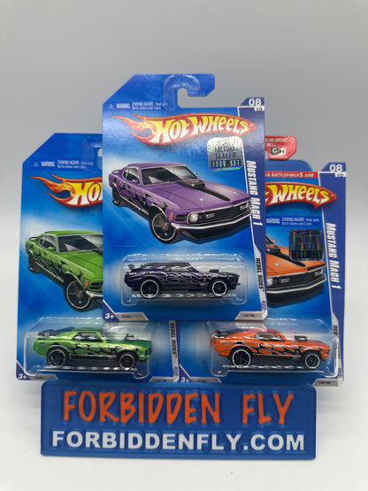 Hot Wheels Mainline - 2009 Factory Stickered - Rebel Rides Series - Mustang Mach 1 - Lot Of 3