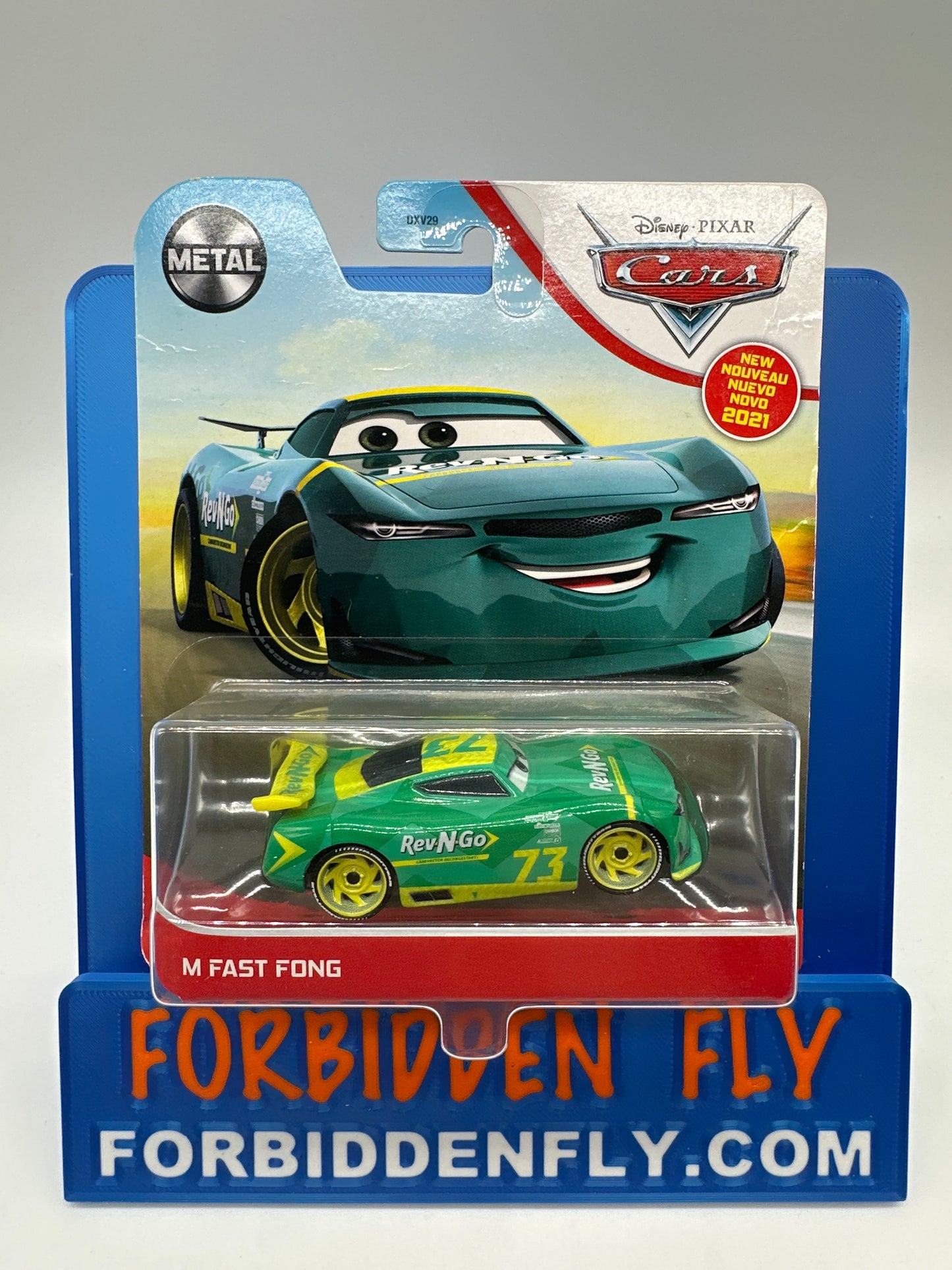 Disney Pixar Cars Movie - Metal Logo Card Release - Cars 3 Next Gen Racer - M. Fast Fong (#73 Rev-N-Go)