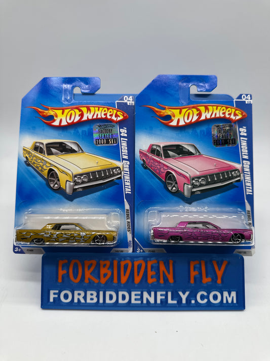 Hot Wheels Mainline - 2009 Factory Stickered - Rebel Rides Series - ‘64 Lincoln Continental - Lot Of 2