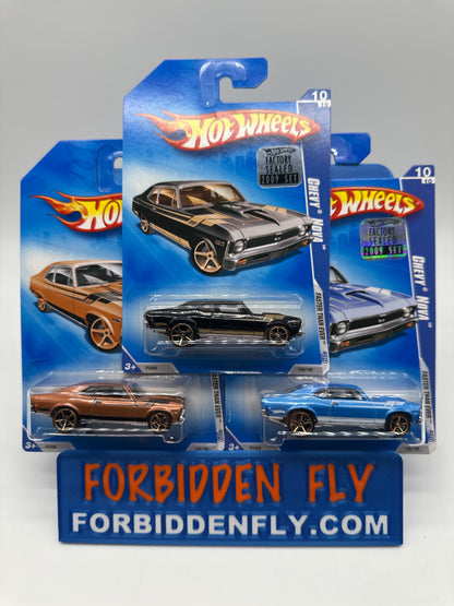 Hot Wheels Mainline - 2009 Factory Stickered - Faster Than Ever Series - Chevy Nova - Lot Of 3