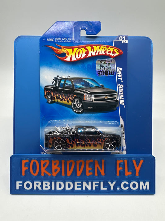 Hot Wheels 2009 Mainline Factory Stickered - Heat Fleet Series - Chevy Silverado - Black