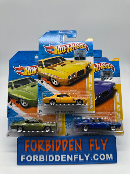 Hot Wheels 2011 Factory Sticker - ‘70 Pontiac GTO Judge - Lot of 3 - Yellow, Green and Blue