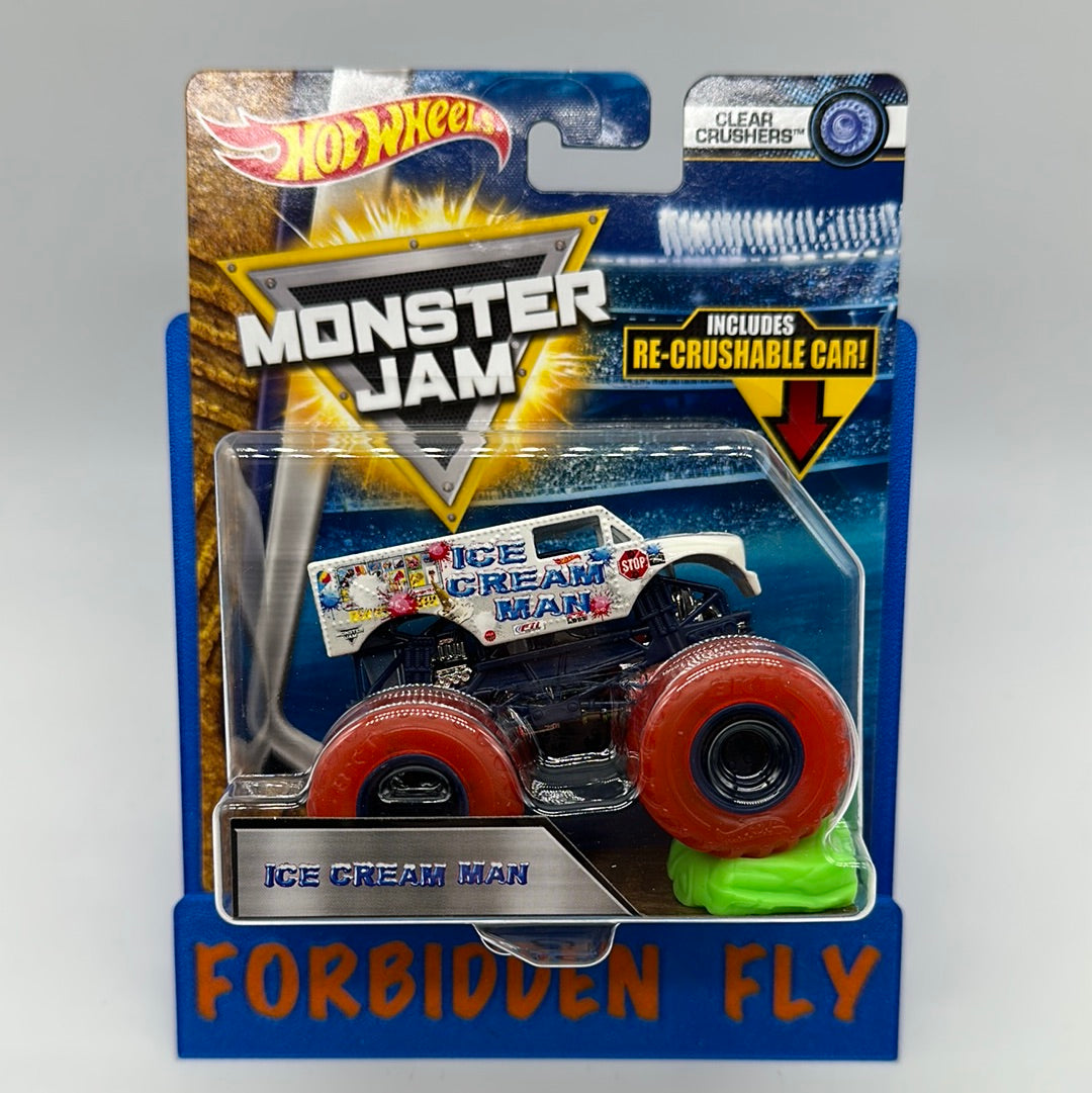 Hot Wheels Monster Trucks - Monster Jam Clear Crushers Series w/ Crushable Car - Ice Cream Man