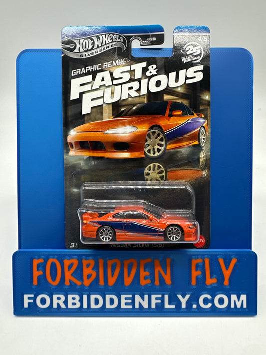 Hot Wheels 2025 Silver Series - Walmart Exclusive - Fast & Furious Graphic Remix Series - #4/5 Nissan Silvia (S15)