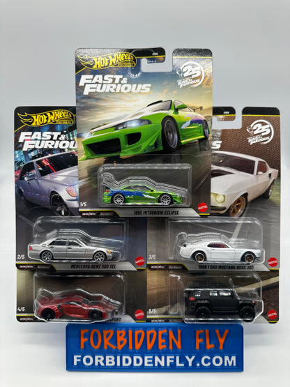 Hot Wheels Premium - Fast & Furious 25 Years Of Fast & Furious - 2026 Mix N - Set of 5