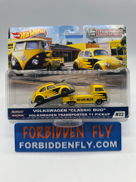 Hot Wheels Car Culture Team Transport - #22 Moon Eyes Volkswagen Classic Bug & VW T1 Pickup