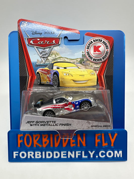 Disney Pixar Cars Movie - K Mart Exclusive Silver Racer Series - Jeff Gorvette with Metallic Finish