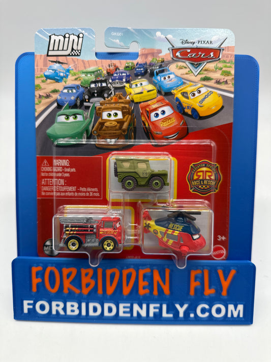 Disney Pixar Cars Movie - 2025 Metal Mini Racers 3 Pack - Sarge, Race & Rescue Red, Race & Rescue Rotor Turbosky