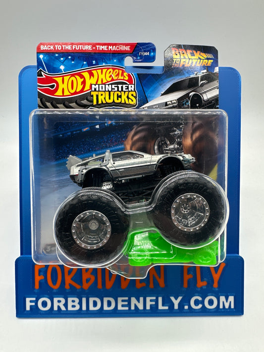 Hot Wheels Monster Trucks - w/ Connect and Crash Car - Back to the Future Delorean Time Machine