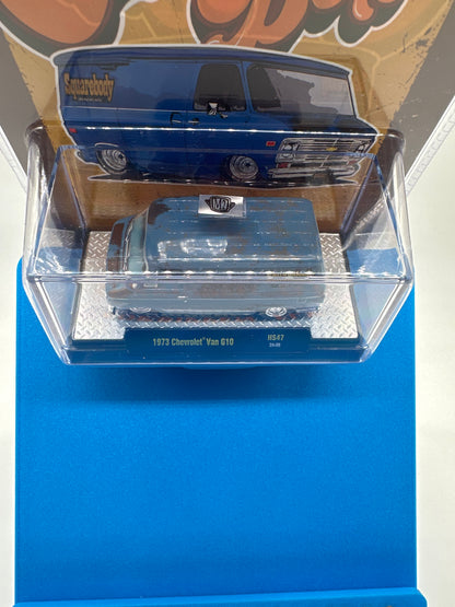 M2 Machines 2024 Squarebody Syndicate Acrylic - HS47- Blue 1973 Chevy Van G10