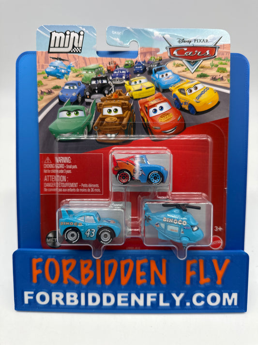 Disney Pixar Cars Movie - 2026 Metal Mini Racers 3 Pack - Rotor Turbosky, Transforming Lightning McQueen, and Strip Weathers “The King”