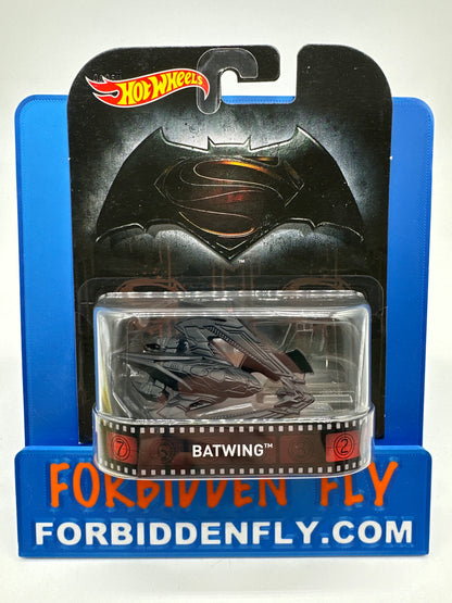 Hot Wheels 2016 Retro Entertainment Premium Single - DC Batman vs Superman (Logo Card) Batwing (Movie Reel Packaging)