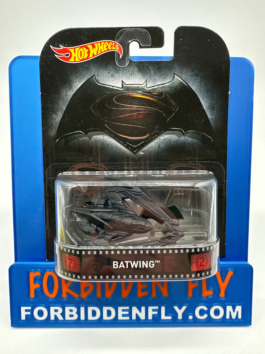 Hot Wheels 2016 Retro Entertainment Premium Single - DC Batman vs Superman (Logo Card) Batwing (Movie Reel Packaging)