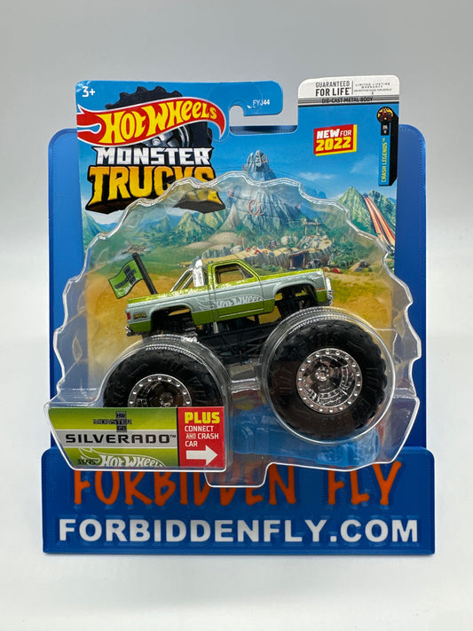Hot Wheels Monster Trucks - 2022 Series Crash Legends Green Chevy Silverado #33/75