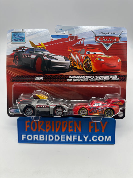 Disney Pixar Cars 2025 - (Two) 2 Pack Tokyo Mater Series - Kabuto & Dragon Lightning McQueen