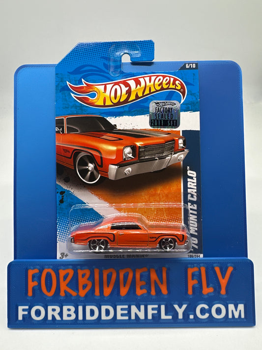 Hot Wheels 2011 Factory Sticker - ‘70 Monte Carlo - Orange