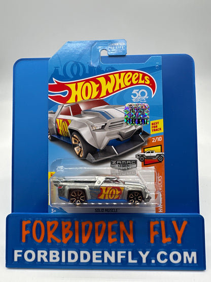 Hot Wheels Mainline - Factory Stickered 2018 - Exclusive Zamac Edition #1/18 - Solid Muscle *Cracked Blister*