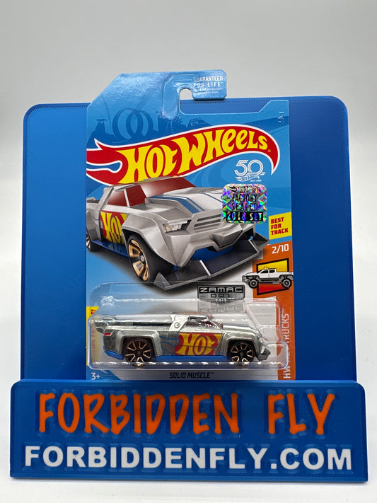 Hot Wheels Mainline - Factory Stickered 2018 - Exclusive Zamac Edition #1/18 - Solid Muscle *Cracked Blister*