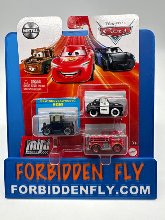 Disney Pixar Cars Movie - Metal Mini Racers 3 Pack - 2021 Release - Lizzie, Sheriff and Red