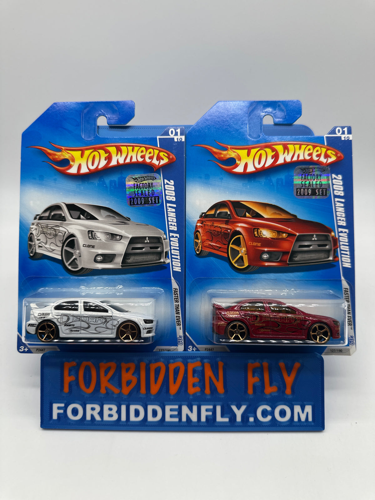Hot Wheels Mainline - 2009 Factory Stickered - Faster Than Ever Series - 2008 Lancer Evolution - Lot Of 2