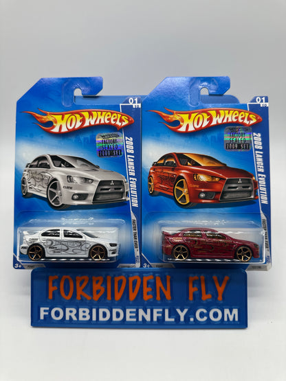 Hot Wheels Mainline - 2009 Factory Stickered - Faster Than Ever Series - 2008 Lancer Evolution - Lot Of 2