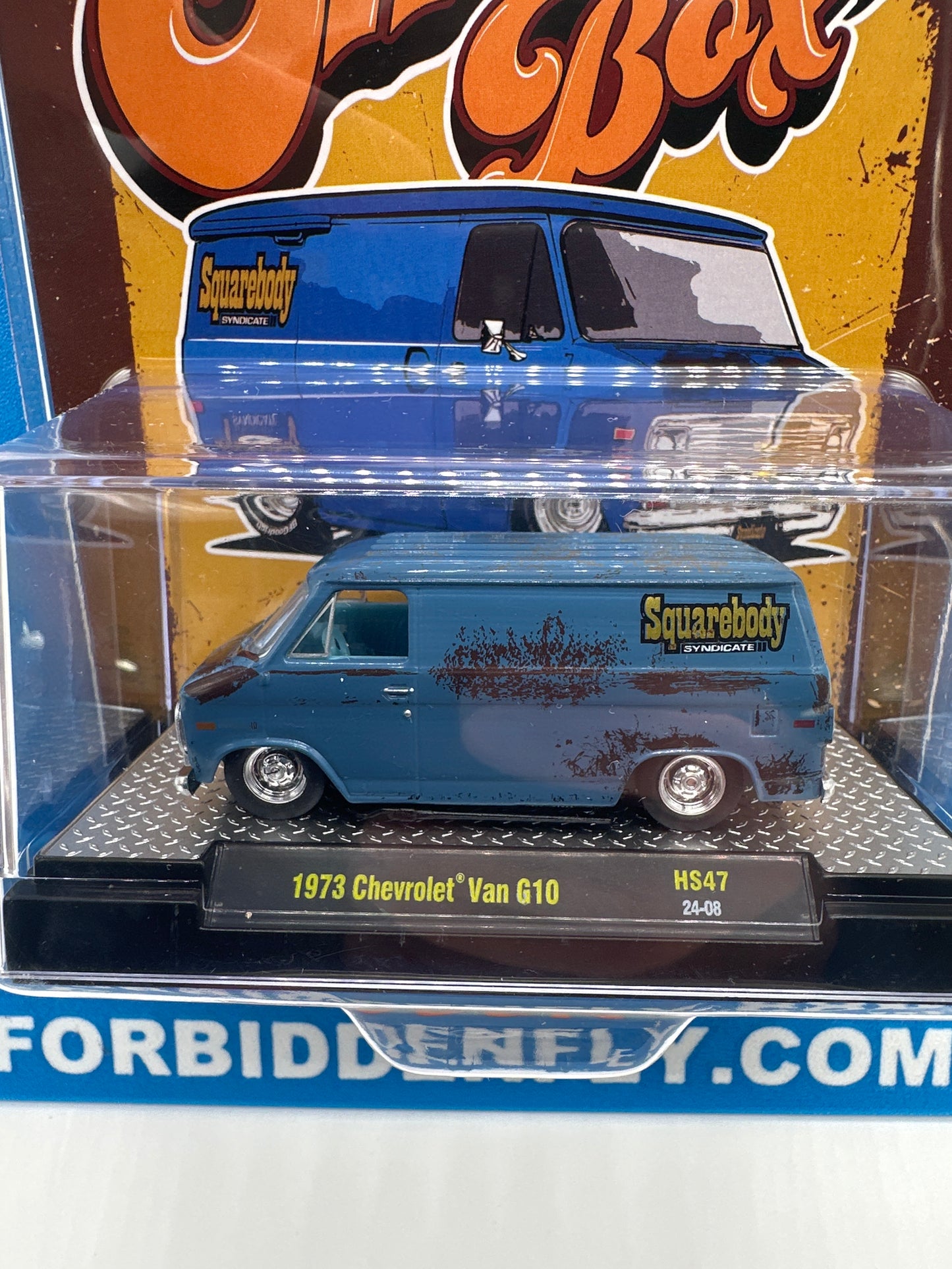 M2 Machines 2024 Squarebody Syndicate Acrylic - HS47- Blue 1973 Chevy Van G10