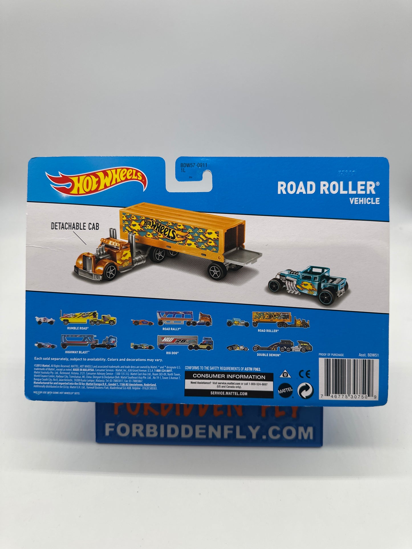 Hot Wheels - 2013 City - Road Roller w/ Teal Bone Shaker