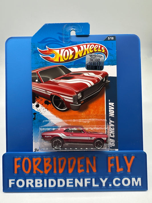 Hot Wheels 2011 Factory Sticker - ‘68 Chevy Nova - Red