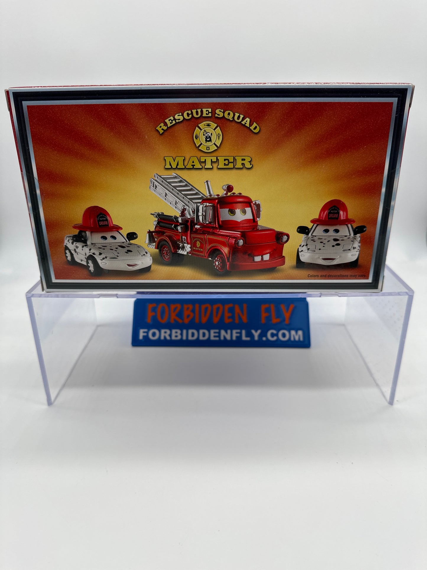 Disney Pixar Cars Movie - 2009 SDCC Comic Con Exclusive - Toon Metallic Rescue Squad Mater with Dalmatian Mia & Tia w/ Lights & Display