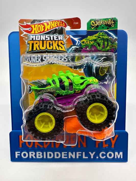 Hot Wheels Monster Trucks - 2024 Power Smashers Series - Skelesaurus w/ Crushed Car