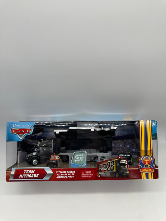 Disney Pixar Cars Movie - Piston Cup Nights - Team Nitroade Hauler, Racer, and Pitty Multipack Set