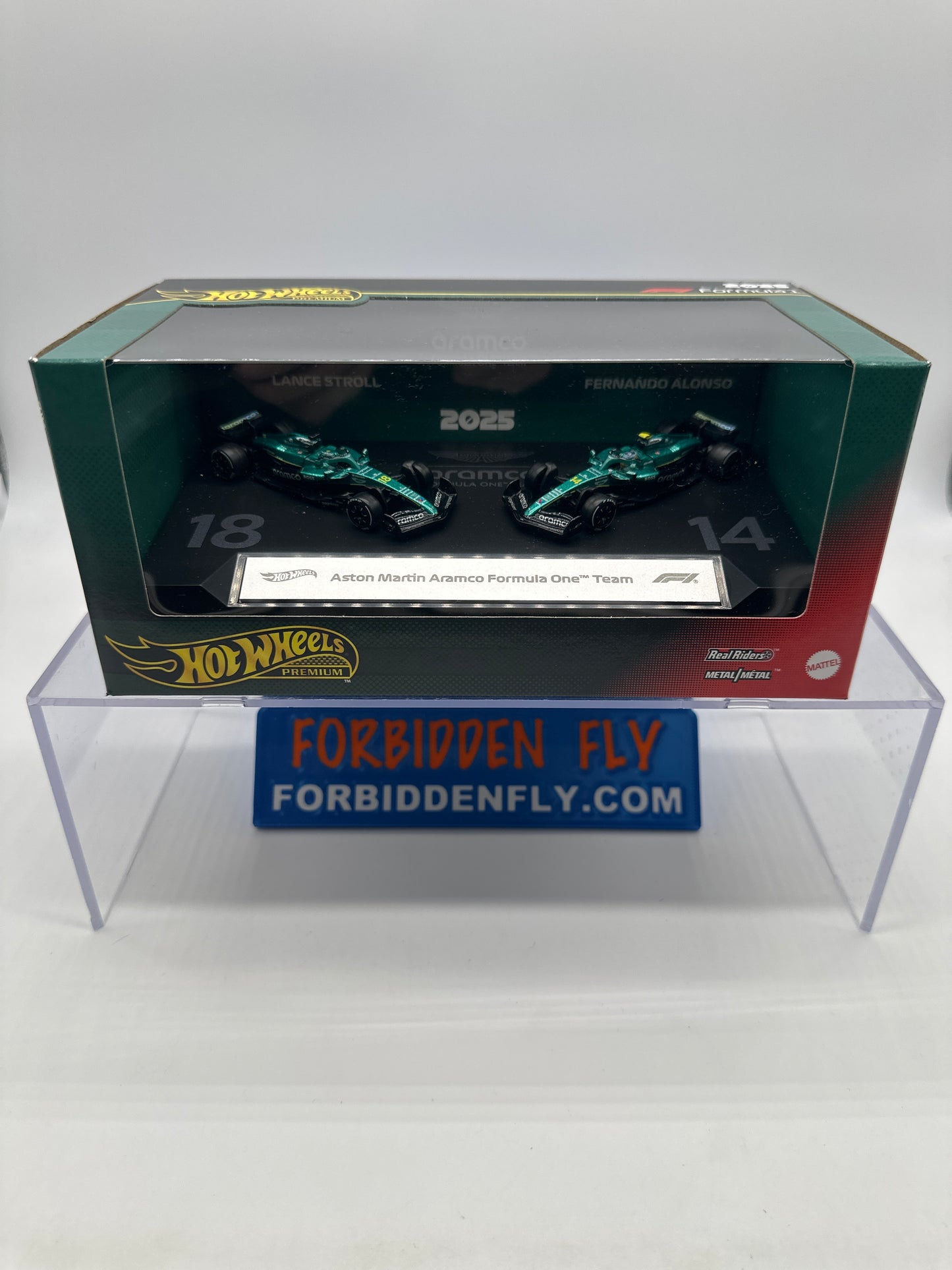 Hot Wheels 2025 Formula 1 Premium Series - Two Pack - Aston Martin Aramco Formula 1 One (F1) Team (#18 Lance Stroll & #14 Fernando Alonso)