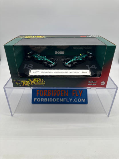 Hot Wheels 2025 Formula 1 Premium Series - Two Pack - Aston Martin Aramco Formula 1 One (F1) Team (#18 Lance Stroll & #14 Fernando Alonso)